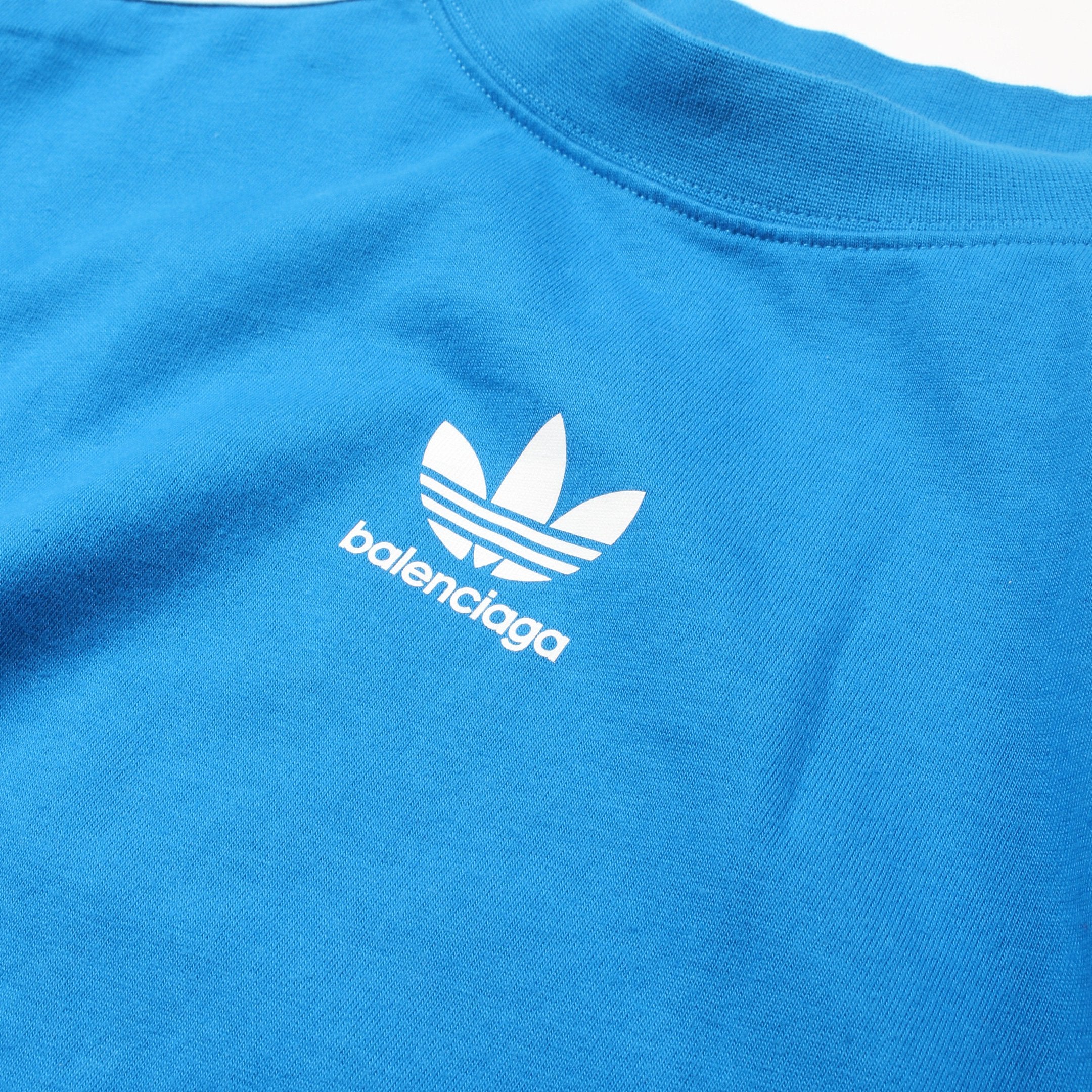 お値下げ‼️バレンシアガ.トップス BALENCIAGA × adidas Tシャツ コットン ブルー ホワイト バレンシアガ