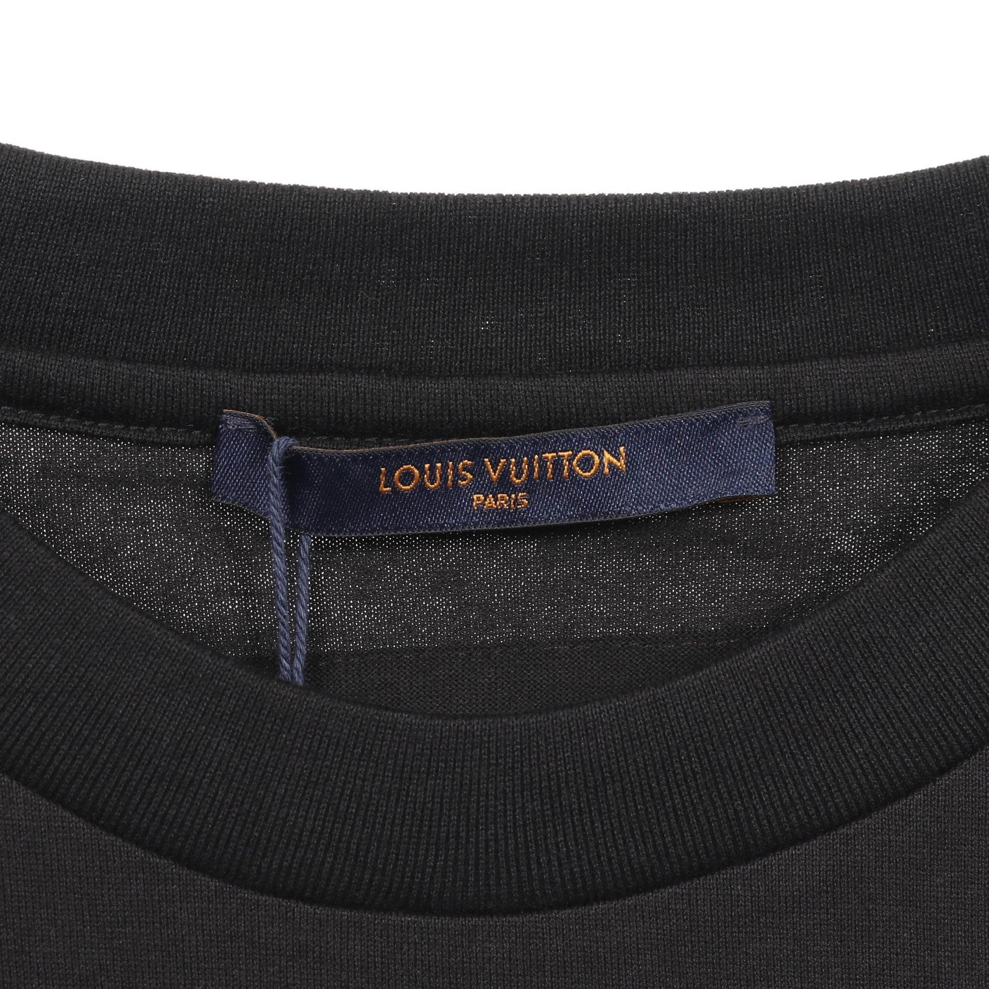 LVコンサート プリント Tシャツ クルーネック コットン ブラック ルイヴィトン トップス LOUIS VUITTON