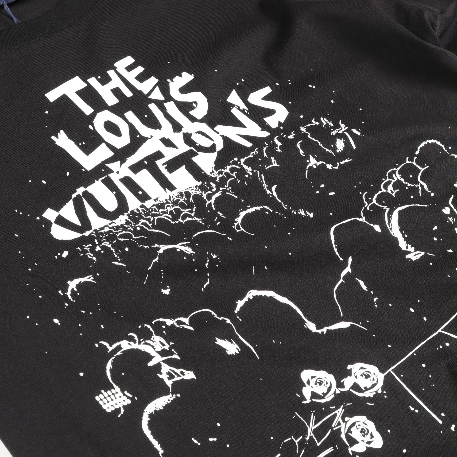 LVコンサート プリント Tシャツ クルーネック コットン ブラック ルイヴィトン トップス LOUIS VUITTON