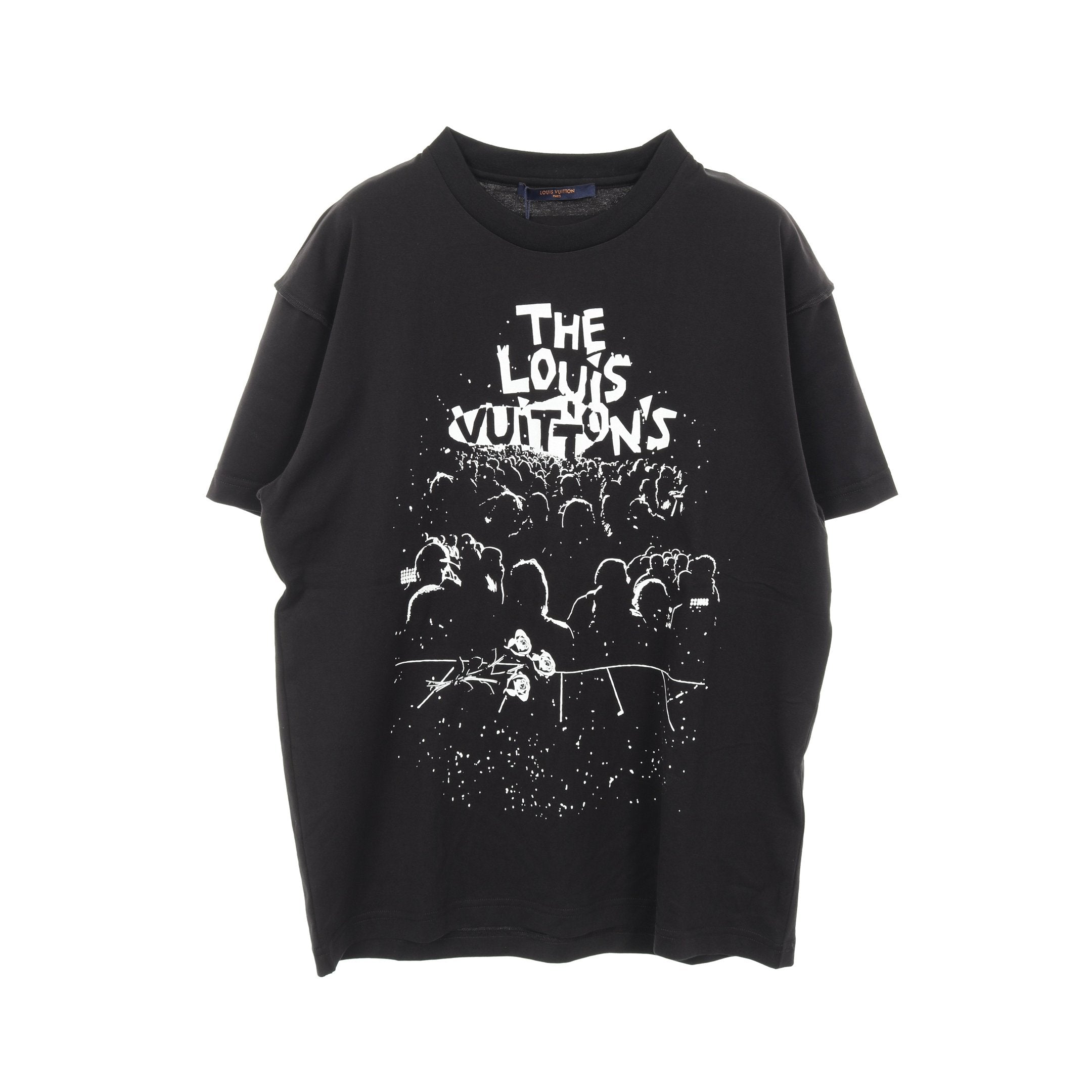 LVコンサート プリント Tシャツ クルーネック コットン ブラック ルイ