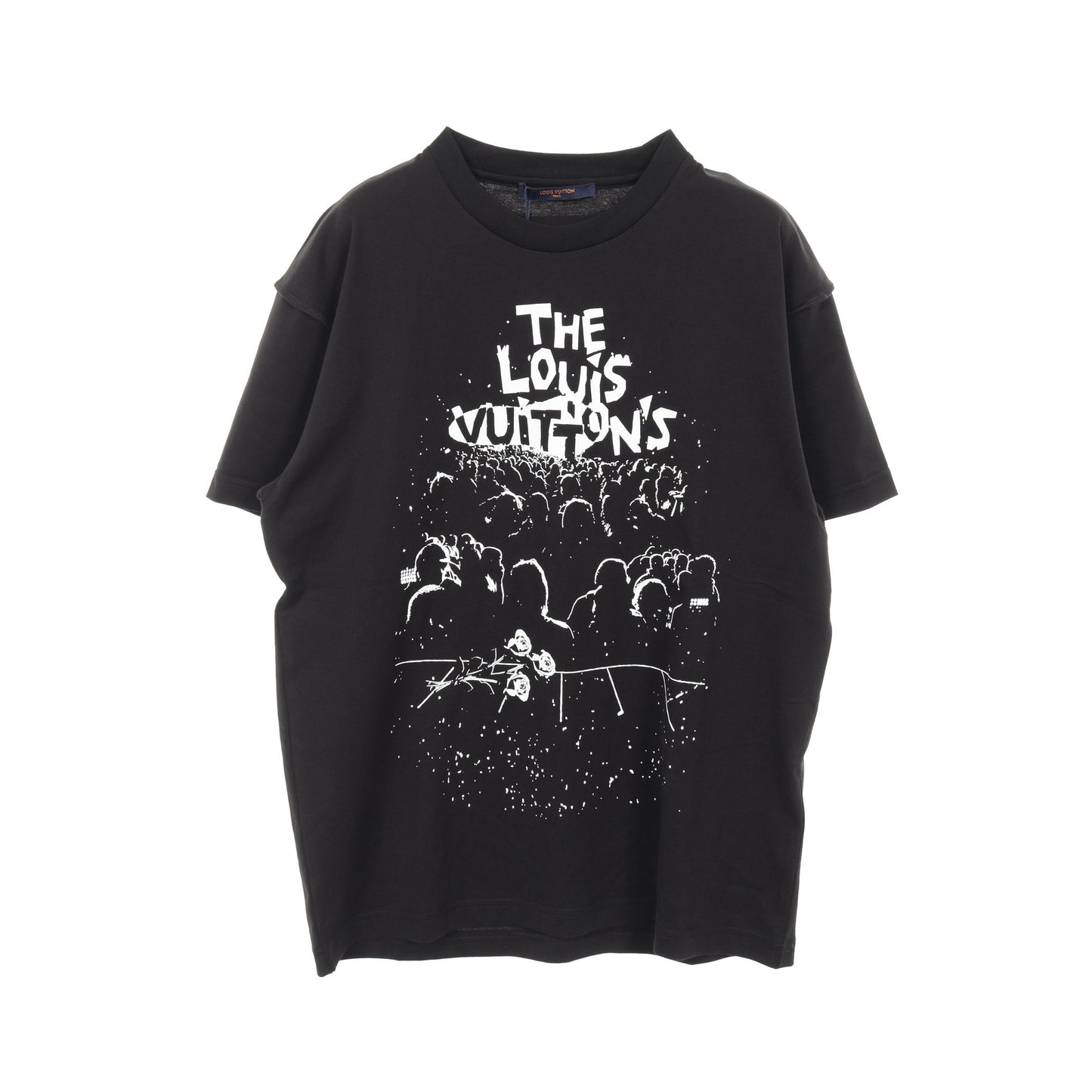 LVコンサート プリント Tシャツ クルーネック コットン ブラック ルイヴィトン トップス LOUIS VUITTON