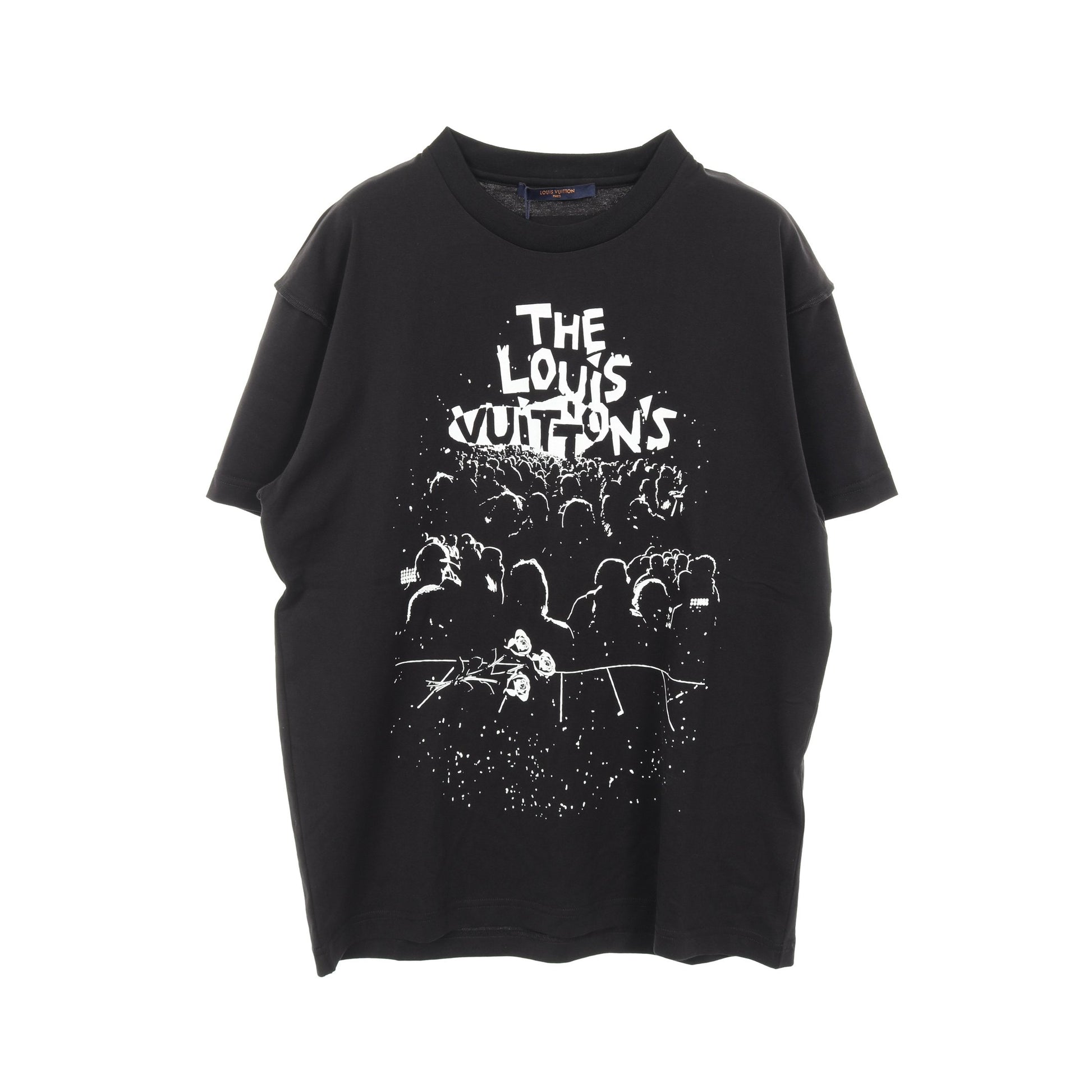 LVコンサート プリント Tシャツ クルーネック コットン ブラック ルイヴィトン トップス LOUIS VUITTON