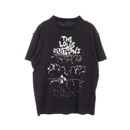 LVコンサート プリント Tシャツ クルーネック コットン ブラック ルイヴィトン トップス LOUIS VUITTON