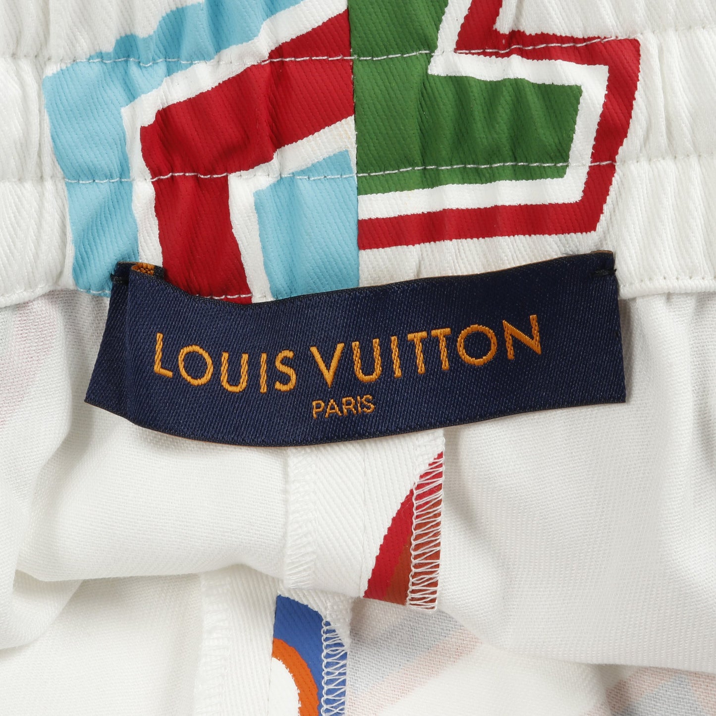 LOUIS VUITTON × NBA グラフィックロゴ ショートパンツ イージーパンツ コットン ホワイト マルチカラー ルイヴィトン ボトムス LOUIS VUITTON