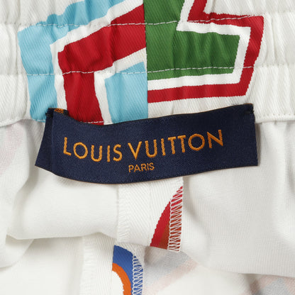 LOUIS VUITTON × NBA グラフィックロゴ ショートパンツ イージーパンツ コットン ホワイト マルチカラー ルイヴィトン ボトムス LOUIS VUITTON