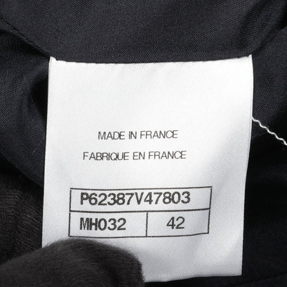 ココマーク ヘリンボーン スカート ウール ナイロン ネイビー ホワイト ライトブラウン フリンジ シャネル ボトムス CHANEL