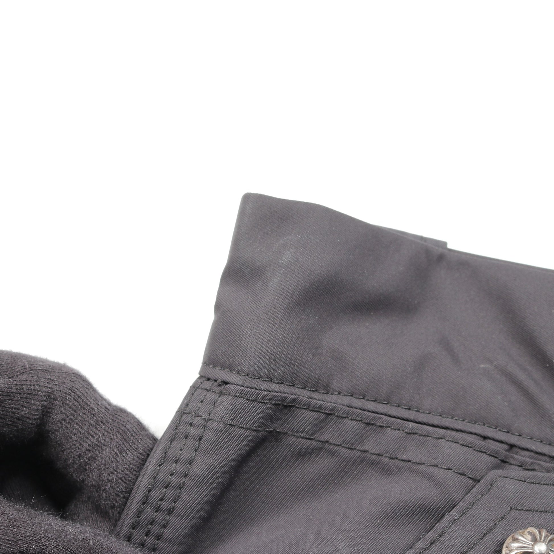 クロスボールボタン パンツ ナイロン レザー ブラック ボタンフライ クロムハーツ ボトムス Chrome Hearts
