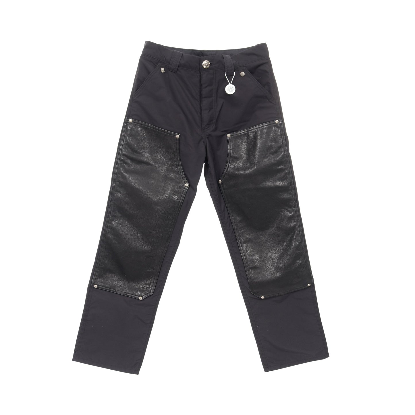 クロスボールボタン パンツ ナイロン レザー ブラック ボタンフライ クロムハーツ ボトムス Chrome Hearts