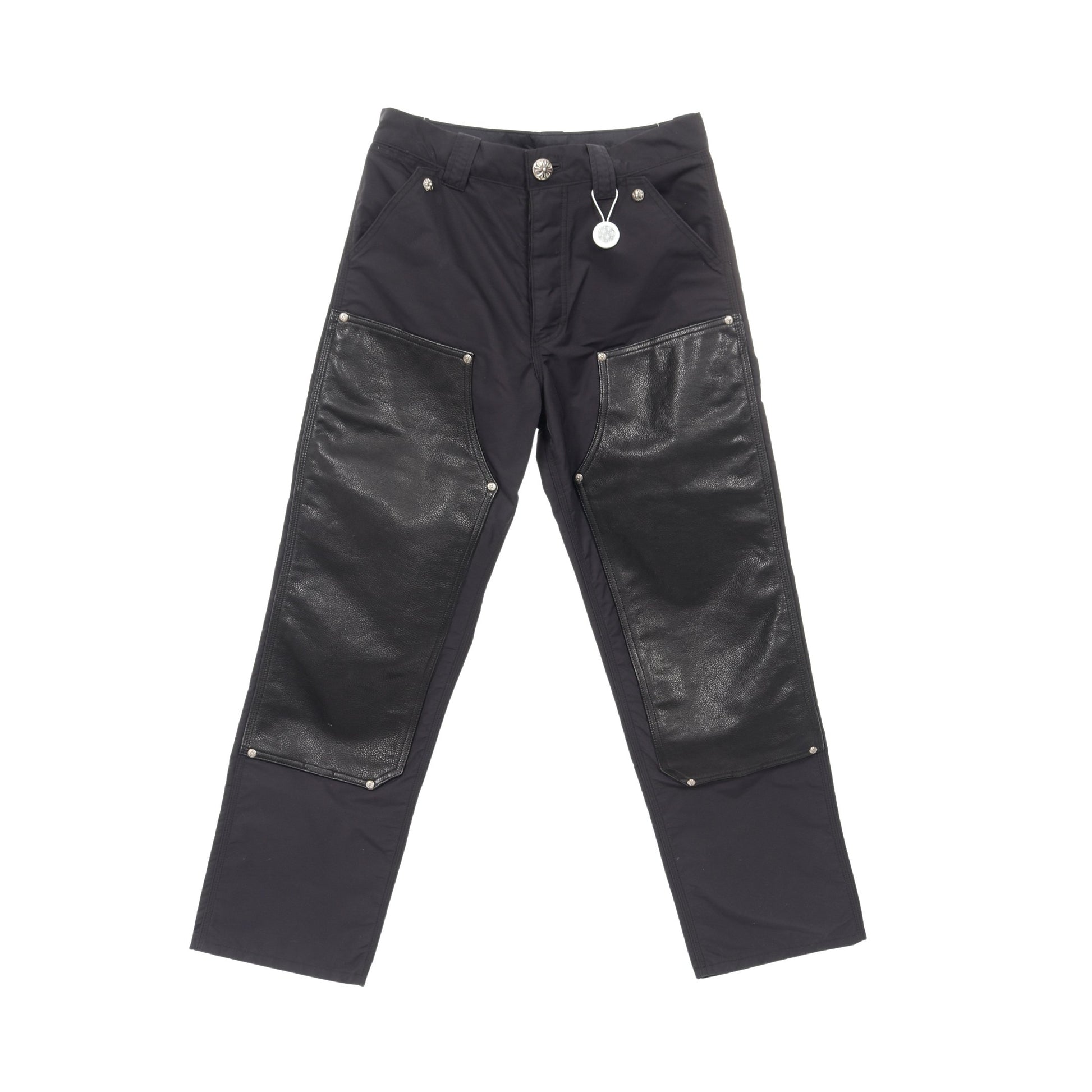クロスボールボタン パンツ ナイロン レザー ブラック ボタンフライ クロムハーツ ボトムス Chrome Hearts