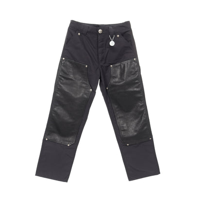クロスボールボタン パンツ ナイロン レザー ブラック ボタンフライ クロムハーツ ボトムス Chrome Hearts