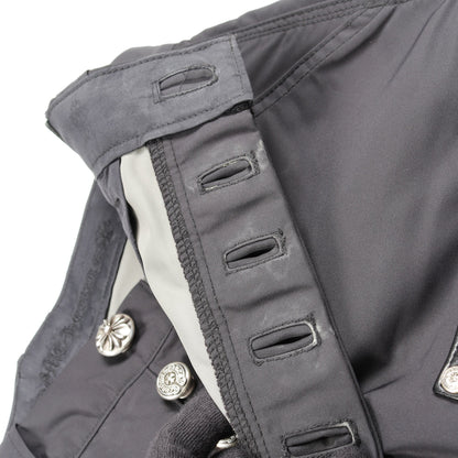 クロスボールボタン パンツ ナイロン レザー ブラック ボタンフライ クロムハーツ ボトムス Chrome Hearts