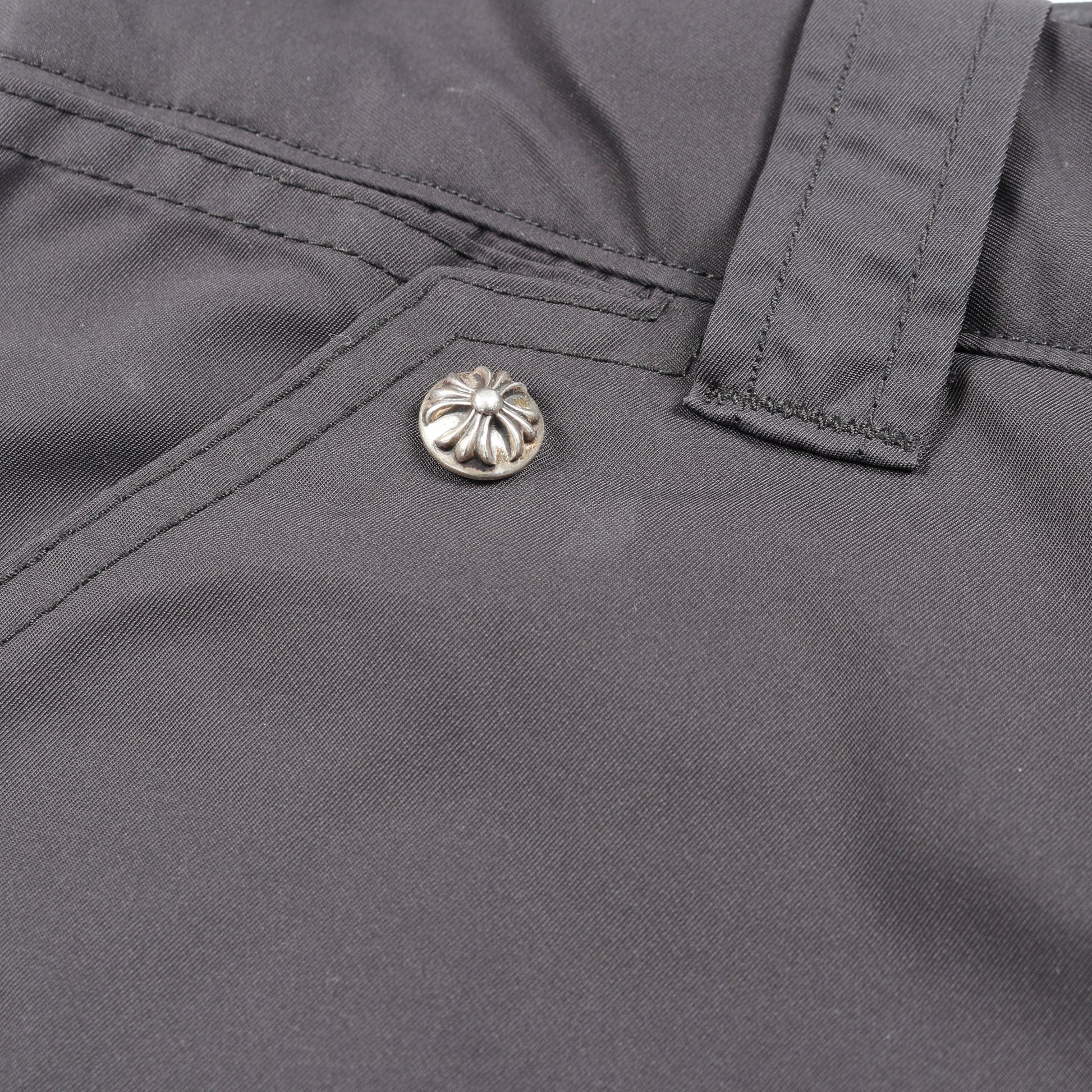 クロスボールボタン パンツ ナイロン レザー ブラック ボタンフライ クロムハーツ ボトムス Chrome Hearts