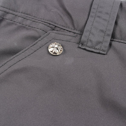 クロスボールボタン パンツ ナイロン レザー ブラック ボタンフライ クロムハーツ ボトムス Chrome Hearts