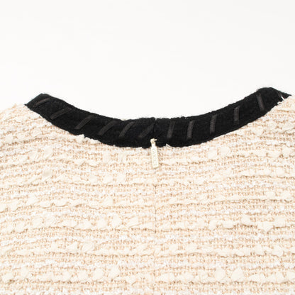インターロッキングGボタン ツイード ワンピース 半袖 コットン ライトベージュ ブラック グッチ ワンピース GUCCI