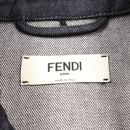 ジップアップ デニム ワンピース 七分袖 コットン ダークグレー フェンディ ワンピース FENDI