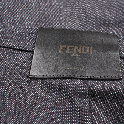 ジップアップ デニム ワンピース 七分袖 コットン ダークグレー フェンディ ワンピース FENDI