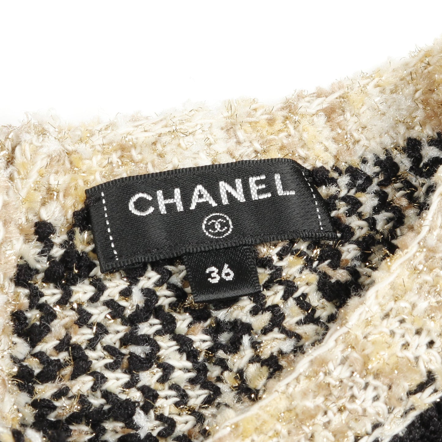 ココマーク ニットワンピース ウール ブラック ホワイト ゴールド シャネル ワンピース CHANEL