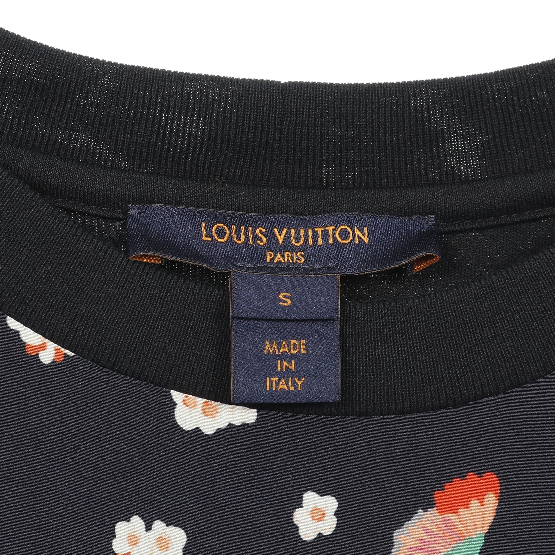 モノグラム ワンピース 半袖 花柄 コットン ネイビー コーラルオレンジ マルチカラー 切替 ルイヴィトン ワンピース LOUIS VUITTON