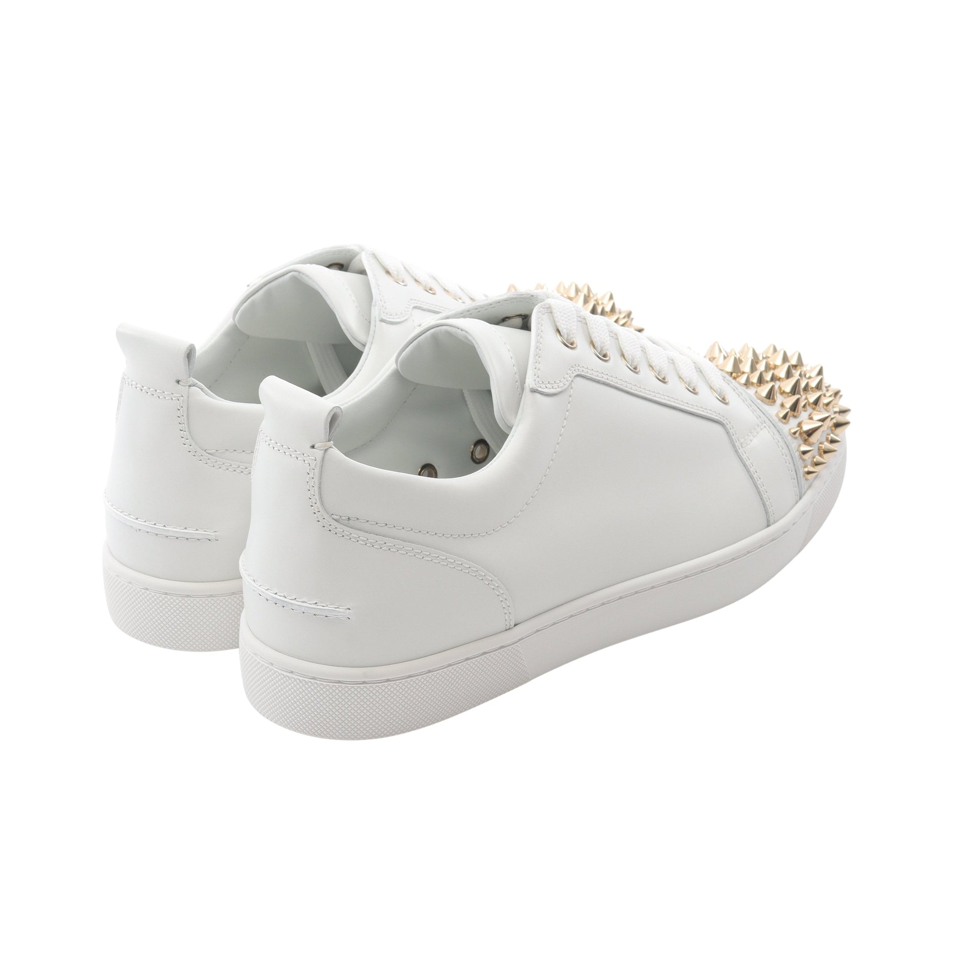 Louis Junior Spikes スニーカー レザー ホワイト ゴールド スパイクスタッズ クリスチャンルブタン シューズ Christian Louboutin