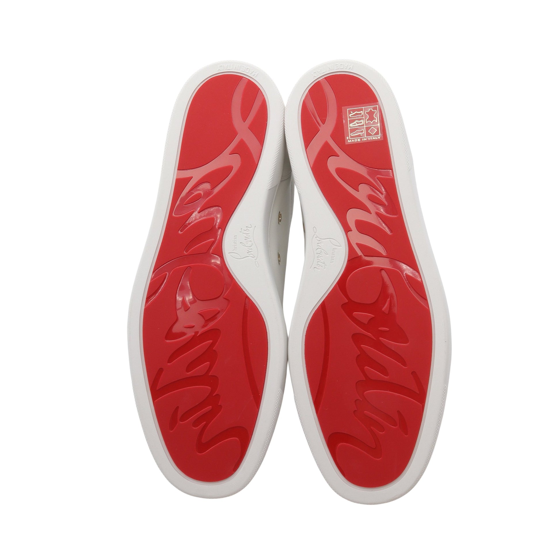 Louis Junior Spikes スニーカー レザー ホワイト ゴールド スパイクスタッズ クリスチャンルブタン シューズ Christian Louboutin