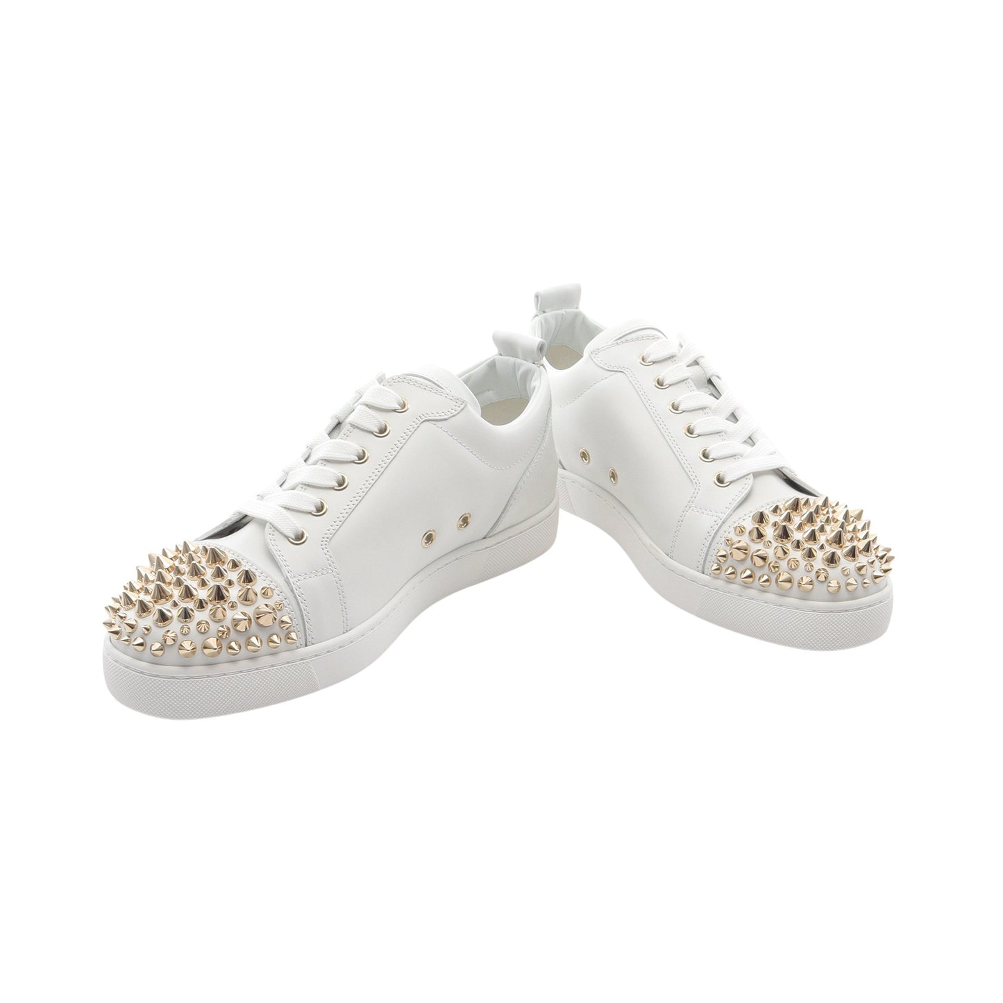 Louis Junior Spikes スニーカー レザー ホワイト ゴールド スパイクスタッズ クリスチャンルブタン シューズ Christian Louboutin