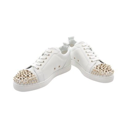 Louis Junior Spikes スニーカー レザー ホワイト ゴールド スパイクスタッズ クリスチャンルブタン シューズ Christian Louboutin