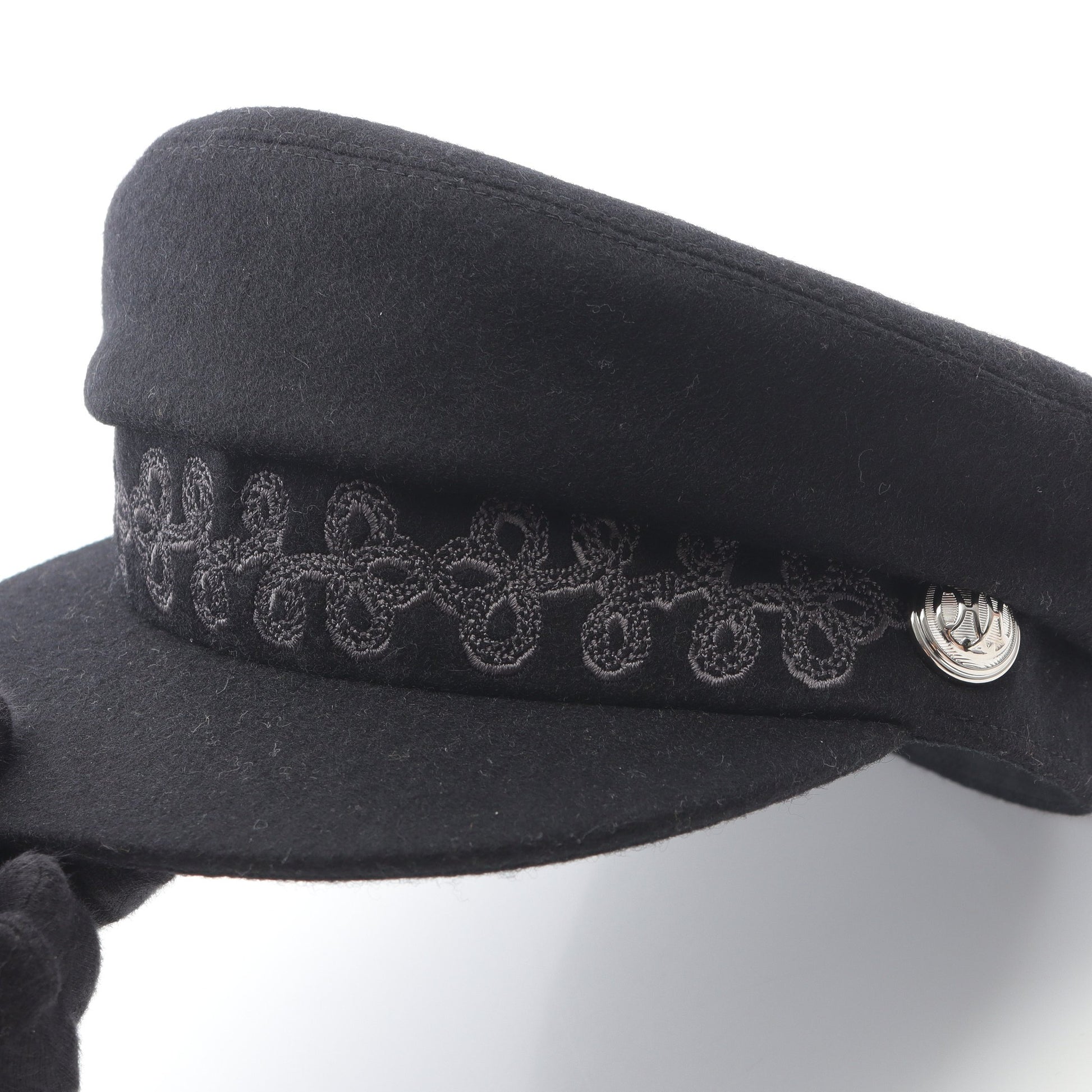 キャスケット カブール アン フィネス 帽子 ウール ブラック エルメス  