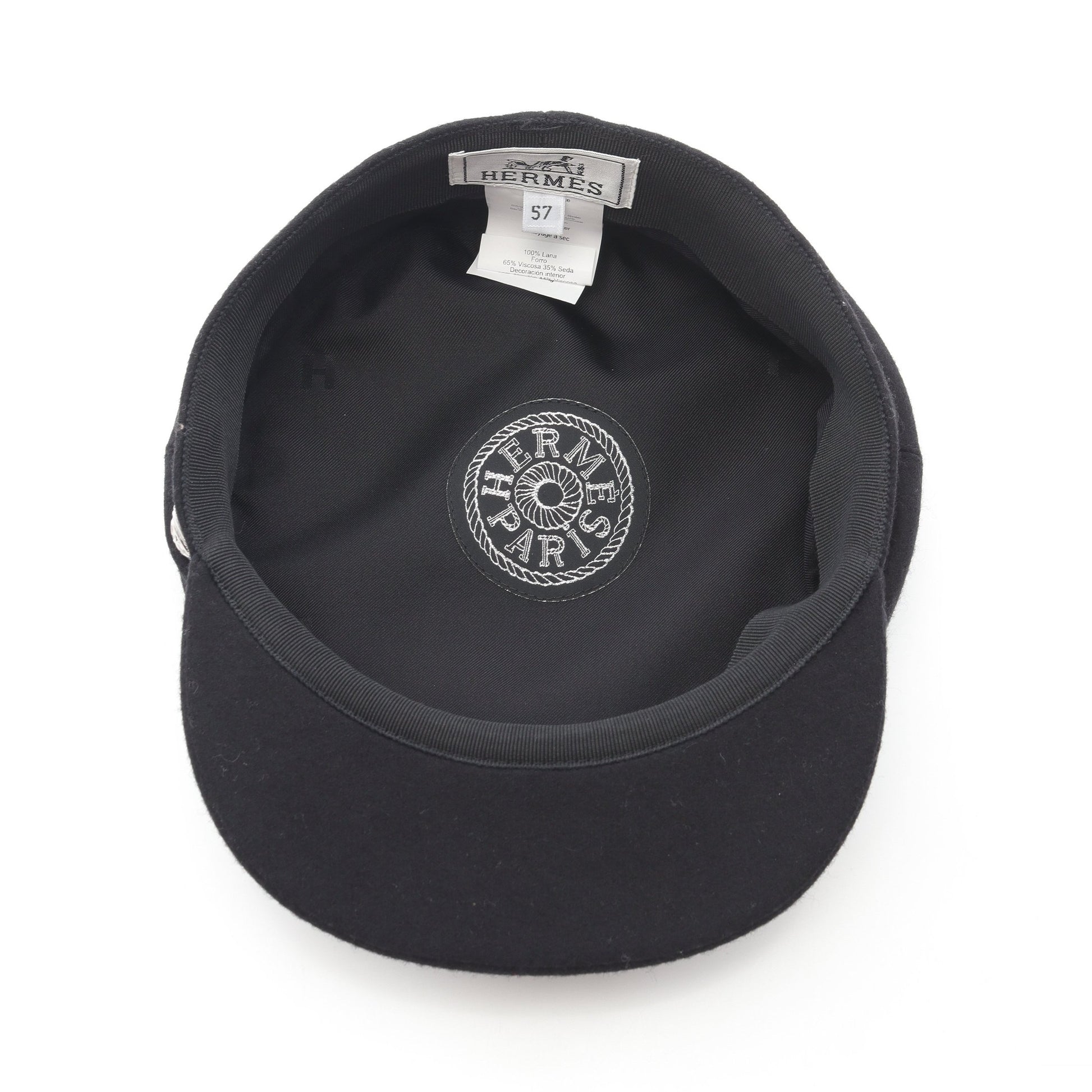 キャスケット カブール アン フィネス 帽子 ウール ブラック エルメス  