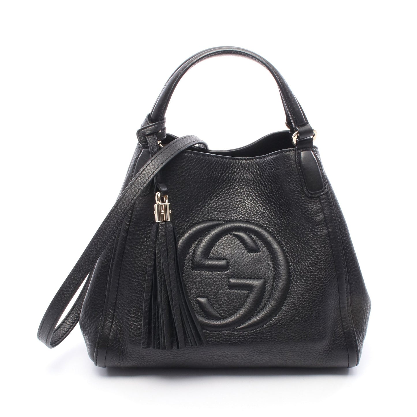 ソーホー インターロッキングG ハンドバッグ レザー ブラック 2WAY グッチ バッグ GUCCI