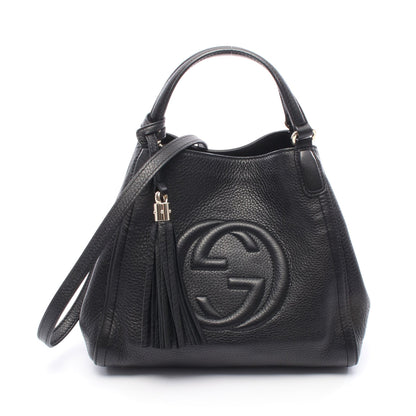 ソーホー インターロッキングG ハンドバッグ レザー ブラック 2WAY グッチ バッグ GUCCI