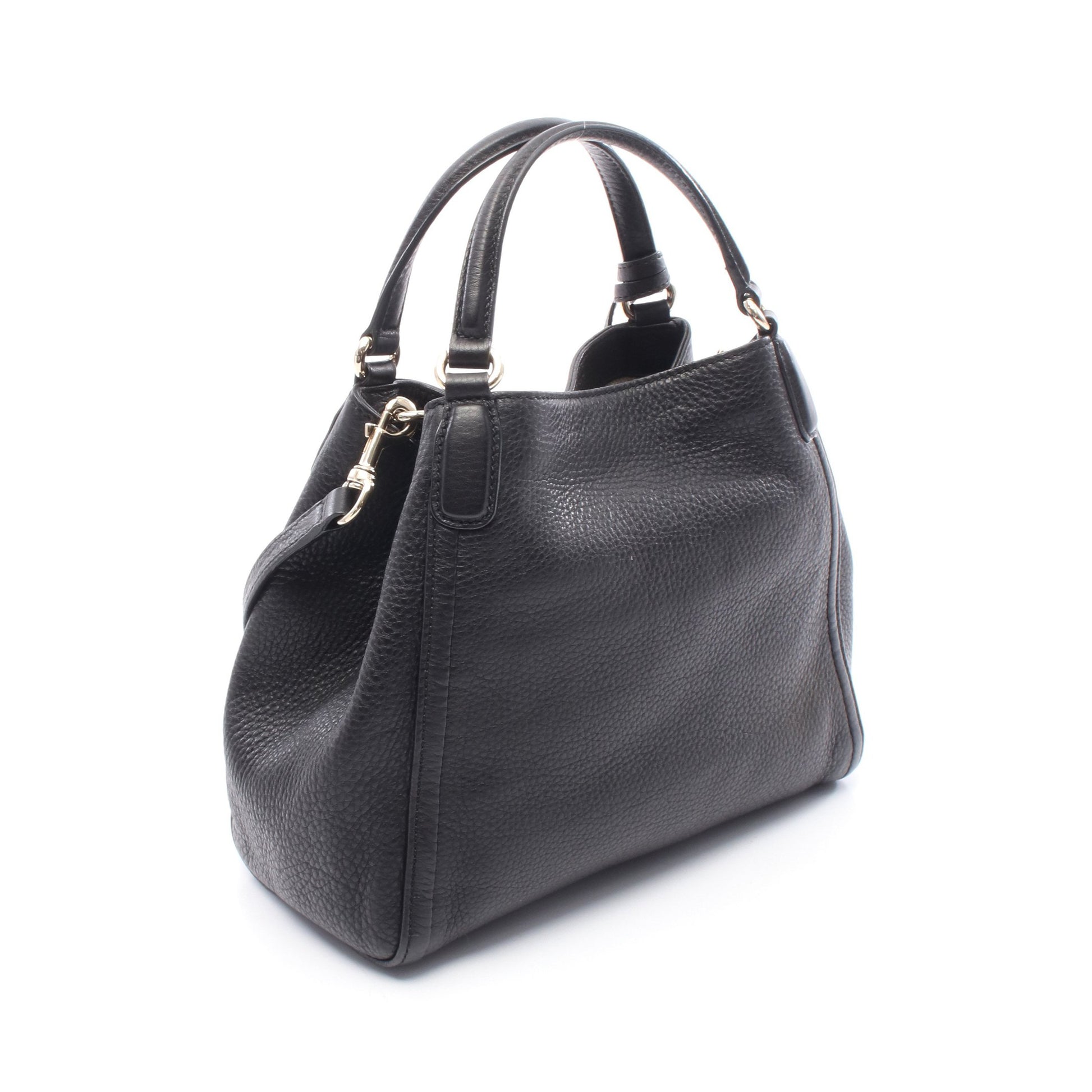 ソーホー インターロッキングG ハンドバッグ レザー ブラック 2WAY グッチ バッグ GUCCI