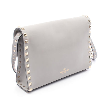 ショルダーバッグ レザー ライトグレー ロックスタッズ ヴァレンティノ バッグ VALENTINO