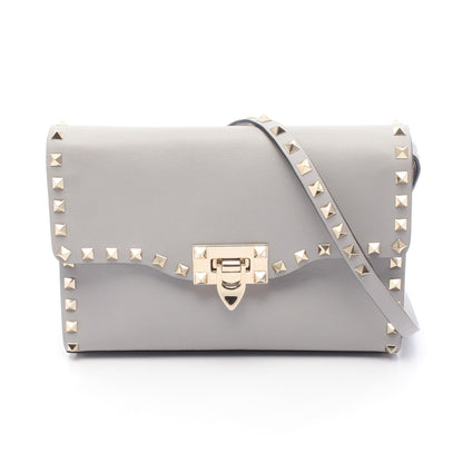 ショルダーバッグ レザー ライトグレー ロックスタッズ ヴァレンティノ バッグ VALENTINO