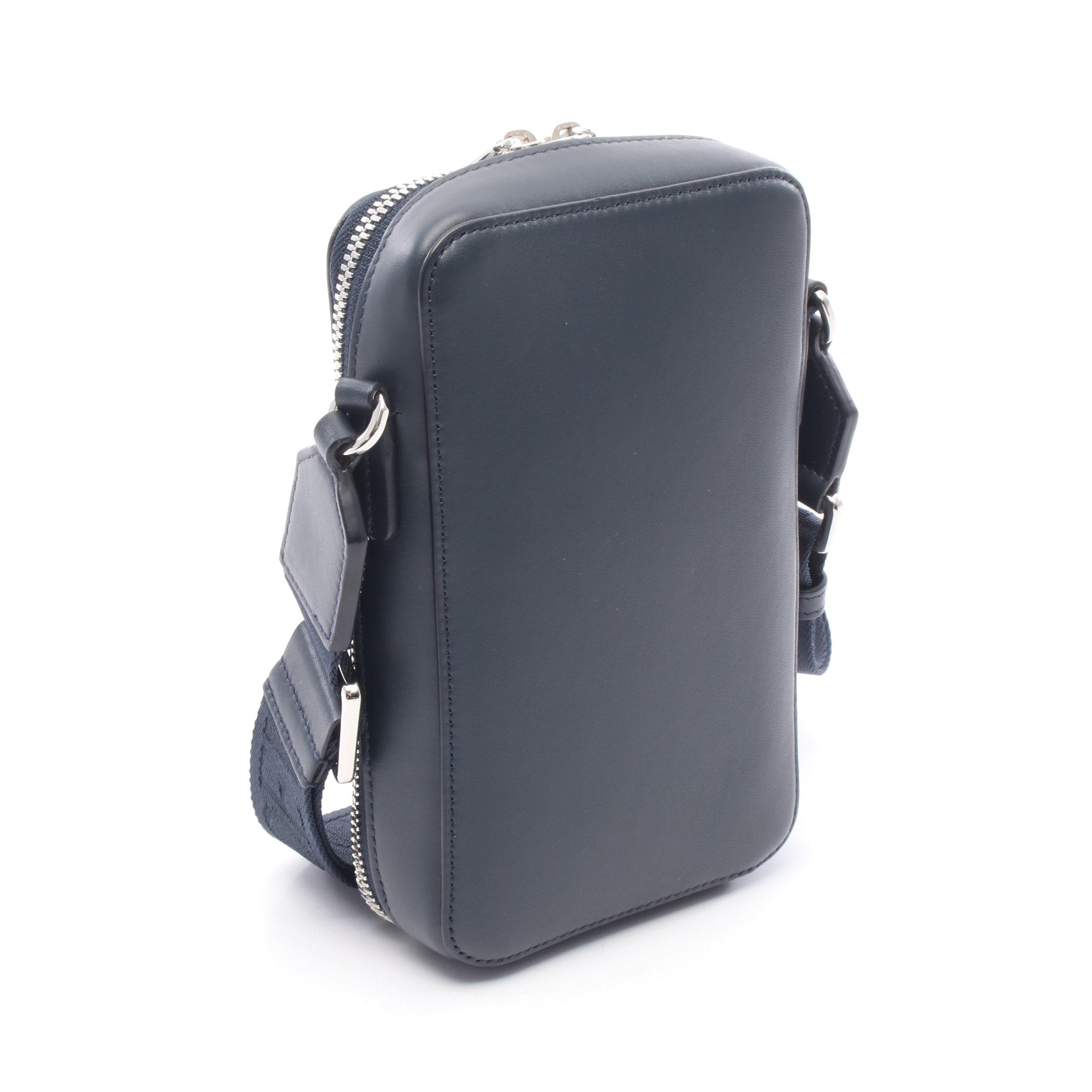 バーティカル クロスボディポケット ショルダーバッグ レザー ネイビー