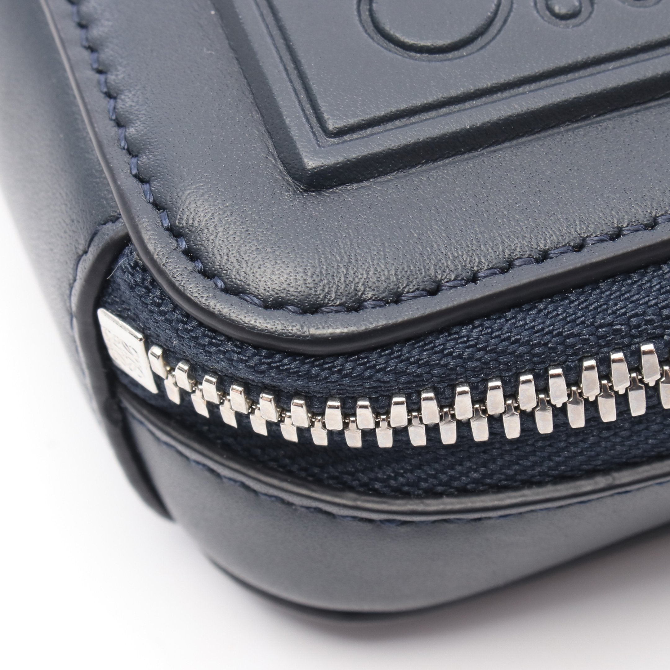 バーティカル クロスボディポケット ショルダーバッグ レザー ネイビー