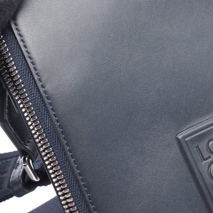 バーティカル クロスボディポケット ショルダーバッグ レザー ネイビー ロエベ バッグ LOEWE