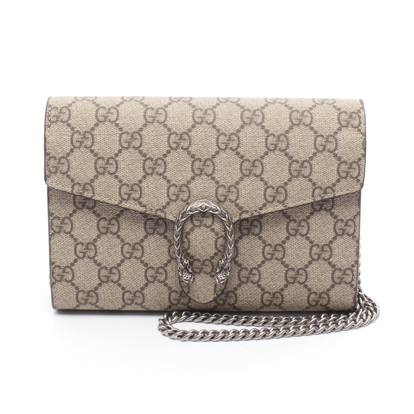 ディオニュソス GGスプリーム チェーンウォレット PVC レザー ベージュ グッチ バッグ GUCCI