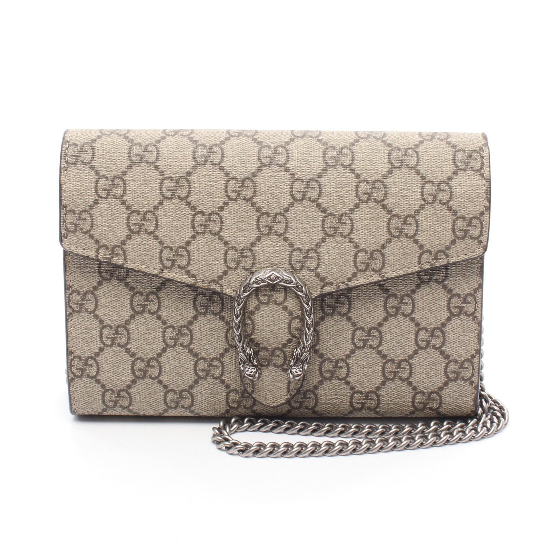 ディオニュソス GGスプリーム チェーンウォレット PVC レザー ベージュ グッチ バッグ GUCCI