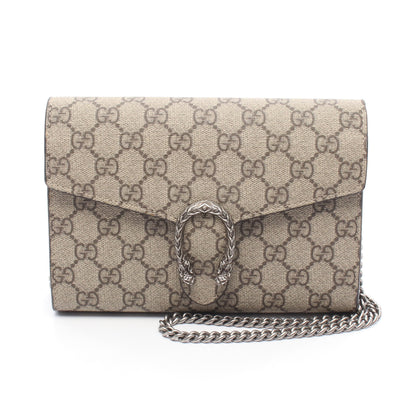 ディオニュソス GGスプリーム チェーンウォレット PVC レザー ベージュ グッチ バッグ GUCCI