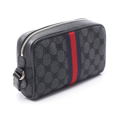 BALENCIAGA × GUCCI ザ ハッカープロジェクト ウェブライン カメラバッグ ショルダーバッグ キャンバス レザー ブラック ネイビー レッド バレンシアガ バッグ BALENCIAGA