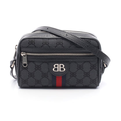 BALENCIAGA × GUCCI ザ ハッカープロジェクト ウェブライン カメラバッグ ショルダーバッグ キャンバス レザー ブラック ネイビー レッド バレンシアガ バッグ BALENCIAGA