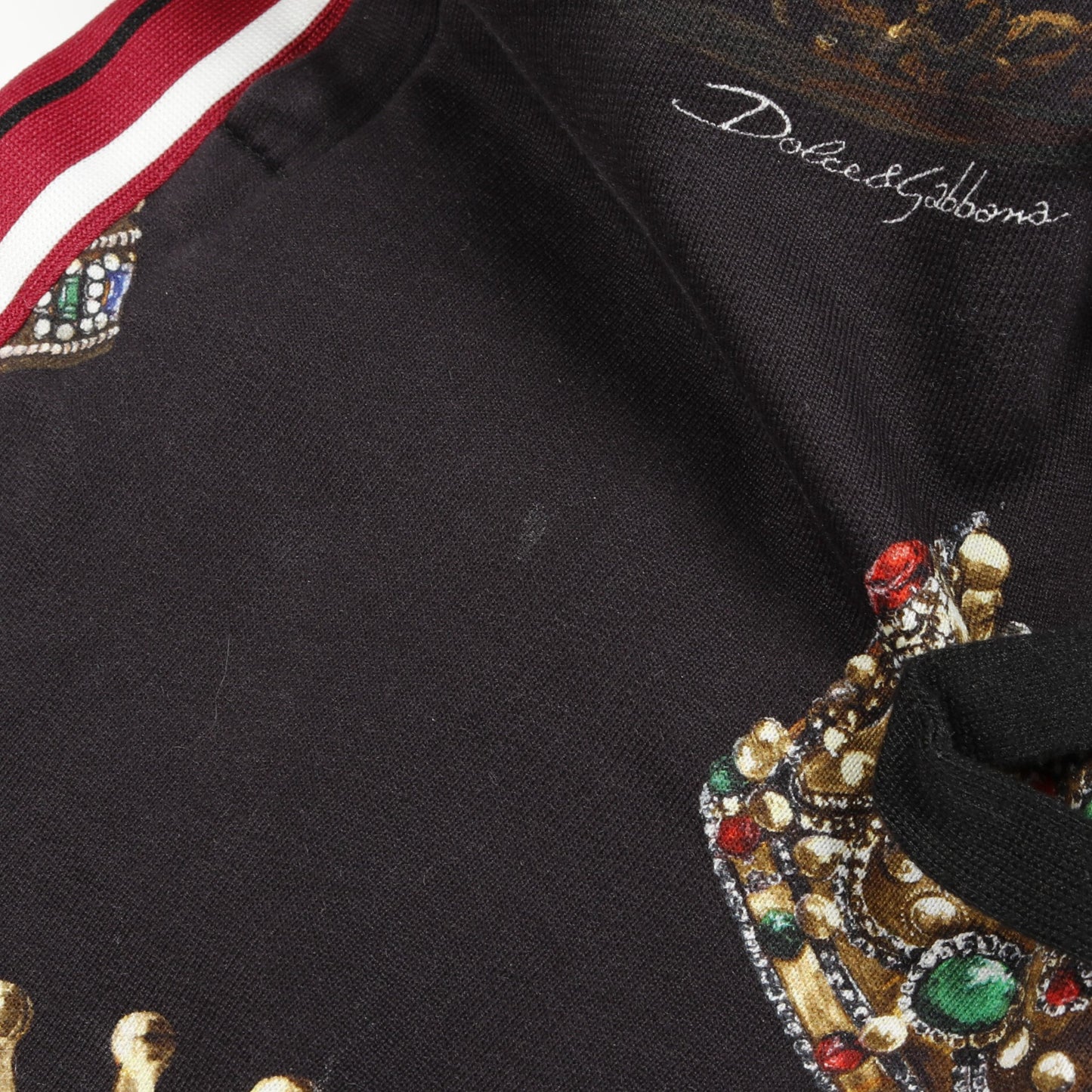 ハーフ スウェットパンツ クラウン コットン ブラック マルチカラー ドルチェアンドガッバーナ ボトムス DOLCE&GABBANA