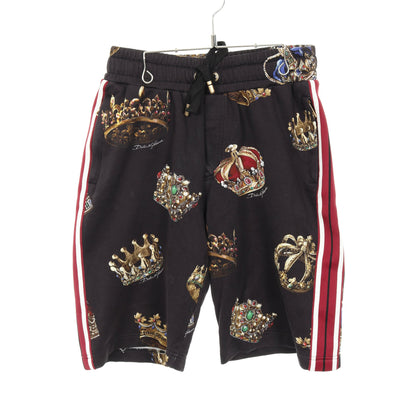 ハーフ スウェットパンツ クラウン コットン ブラック マルチカラー ドルチェアンドガッバーナ ボトムス DOLCE&GABBANA