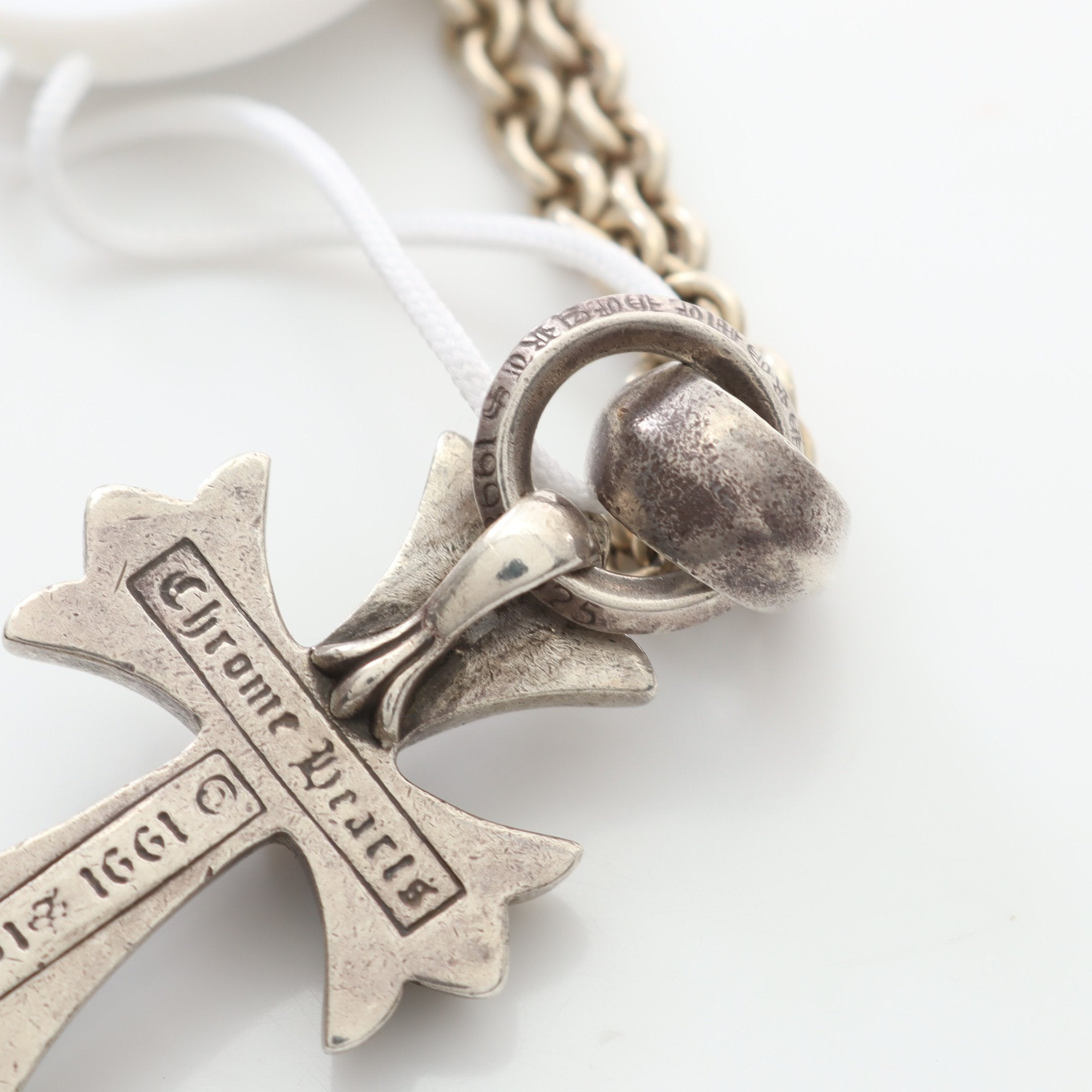 クロスネックレス シルバー ペーパーチェーン ベイル クロスネックレス