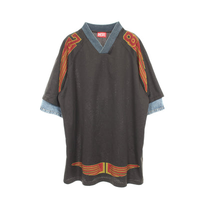 T-VOXT メッシュ デニム切替 カットソー グレー ブルー ディーゼル トップス DIESEL