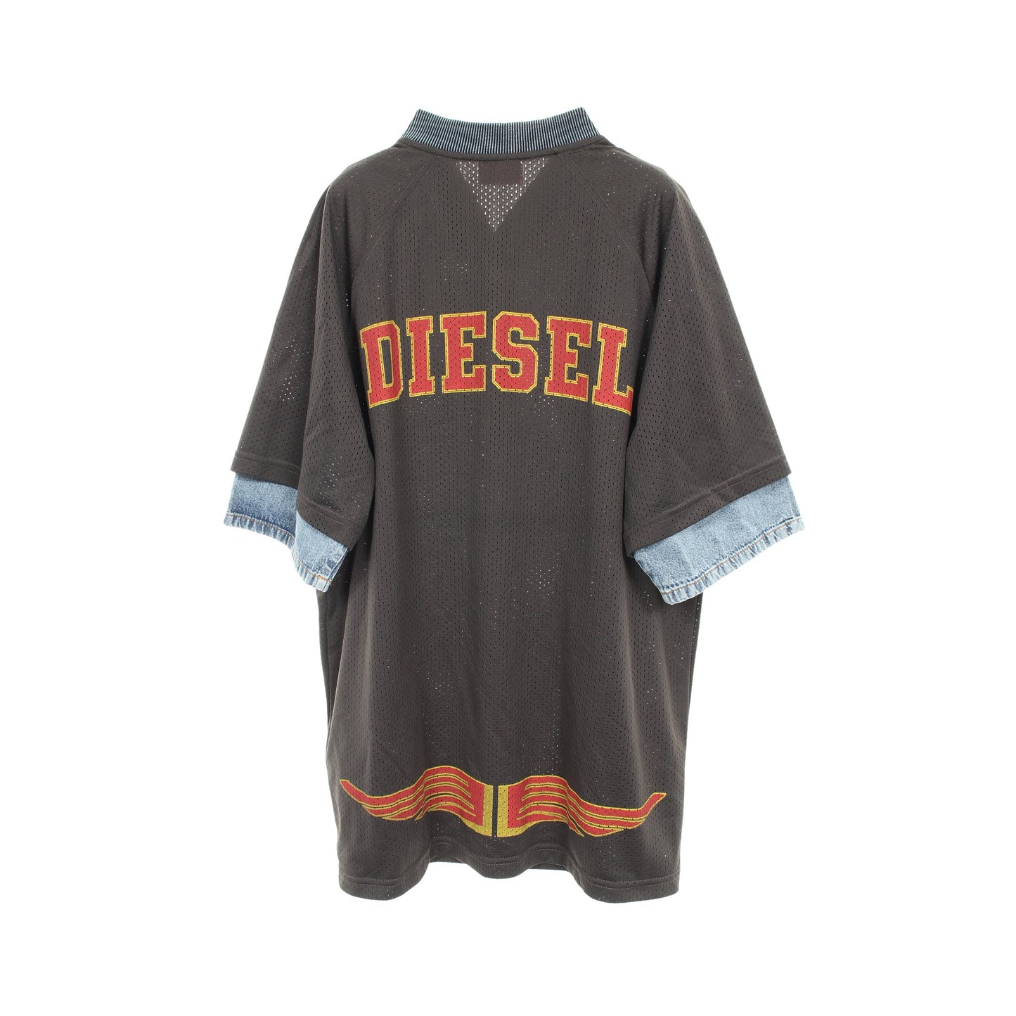 T-VOXT メッシュ デニム切替 カットソー グレー ブルー ディーゼル トップス DIESEL