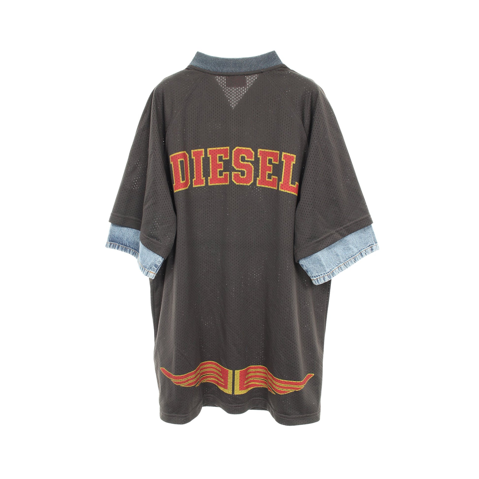 T-VOXT メッシュ デニム切替 カットソー グレー ブルー ディーゼル トップス DIESEL