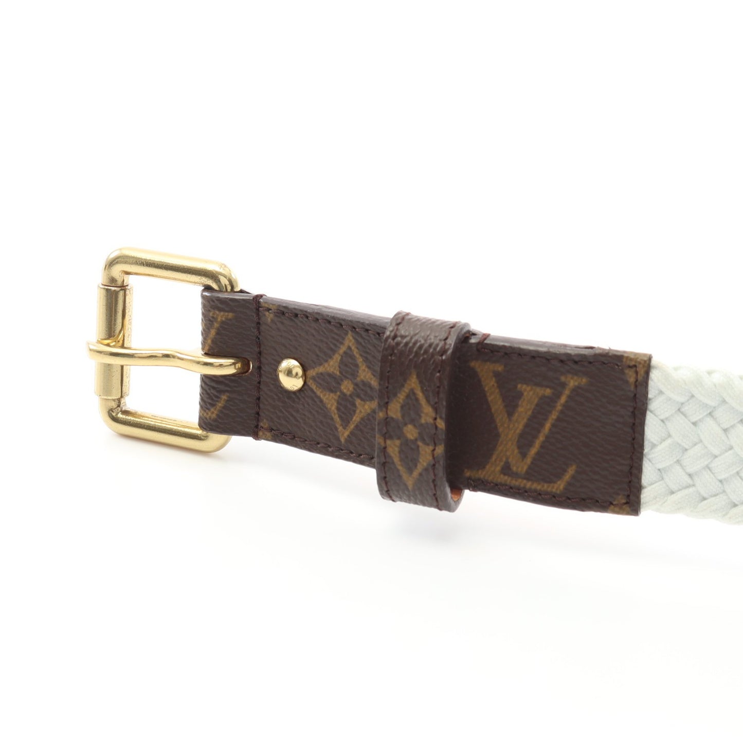 サンチュール モノグラム ベルト PVC ファブリック ブラウン ライトブルー ルイヴィトン 財布・小物 LOUIS VUITTON