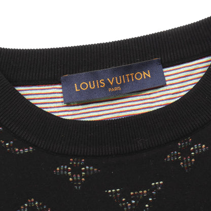 ドロップニードル モノグラムジャガード ニット クルーネック レーヨン コットン ブラック ルイヴィトン トップス LOUIS VUITTON