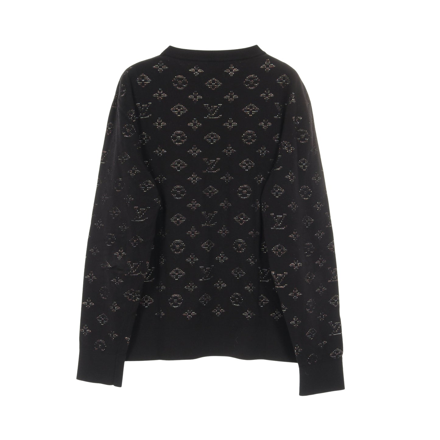 ドロップニードル モノグラムジャガード ニット クルーネック レーヨン コットン ブラック ルイヴィトン トップス LOUIS VUITTON